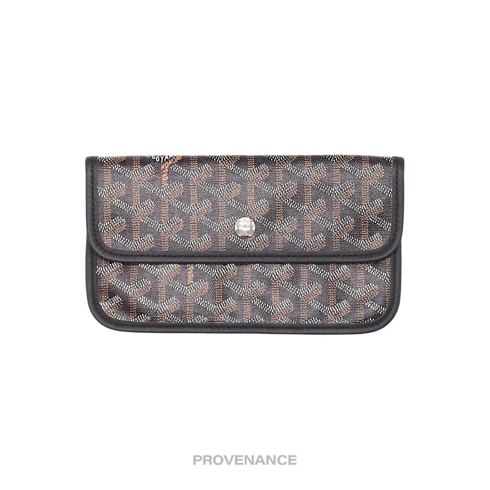 GOYARD ST. LOUIS POUCH WALLET - BLACK GOYARDINE WITH ADDITIONAL HAND STRAP